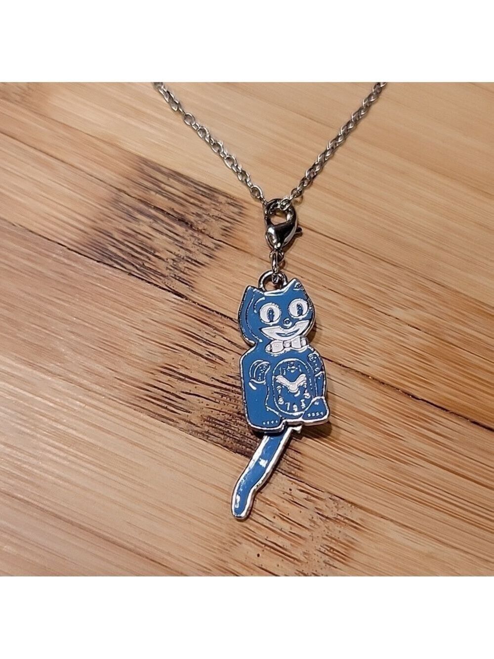 Serenity Blue Kit-Cat Klock clock clip on charm necklace